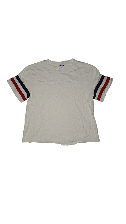 Old Navy Striped Ringer White T-shirt