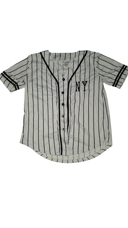 Pinstripe NY Baseball Black And White Jersey