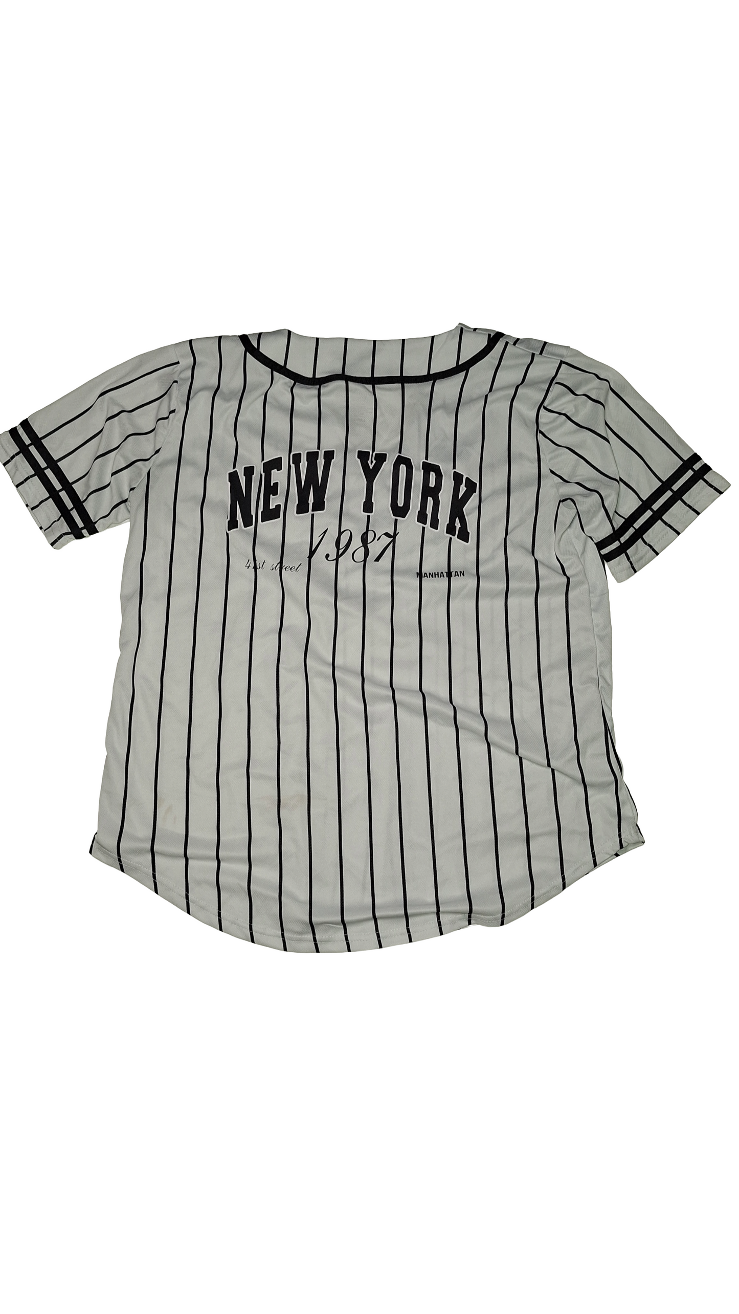 Pinstripe NY Baseball Black And White Jersey