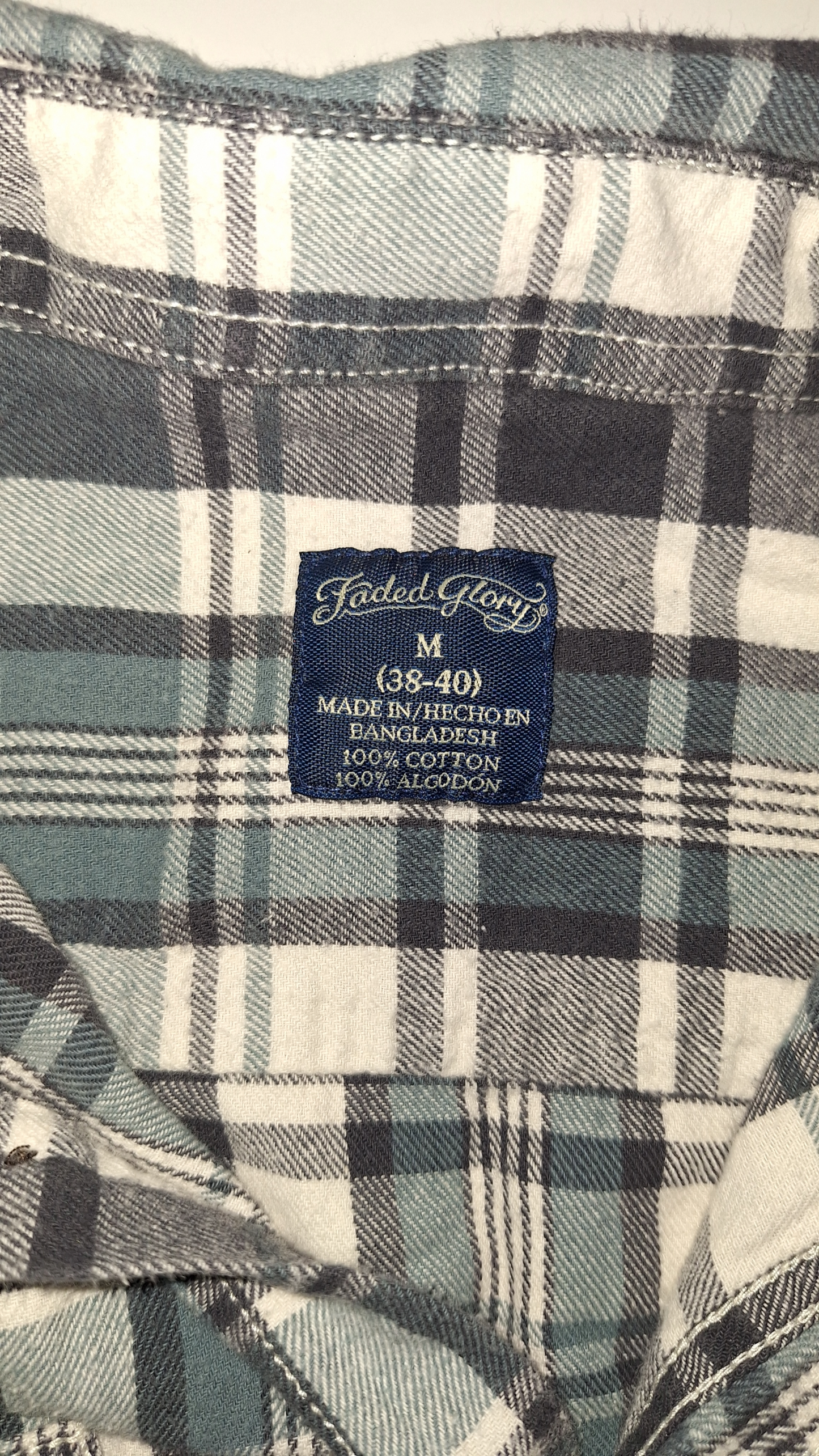 Plaid Flannel Black White Blue Shirt