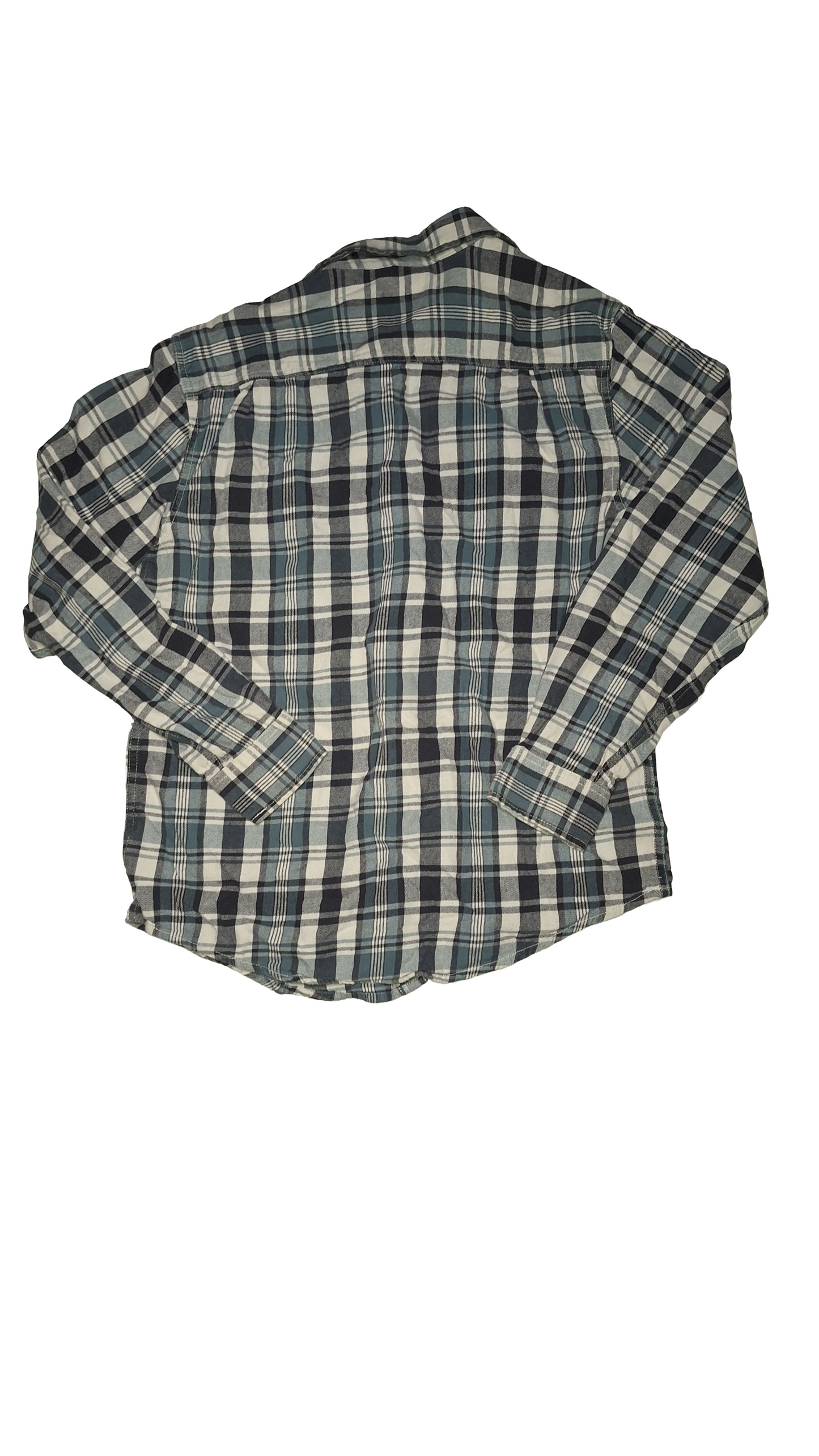 Plaid Flannel Black White Blue Shirt
