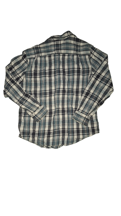 Plaid Flannel Black White Blue Shirt