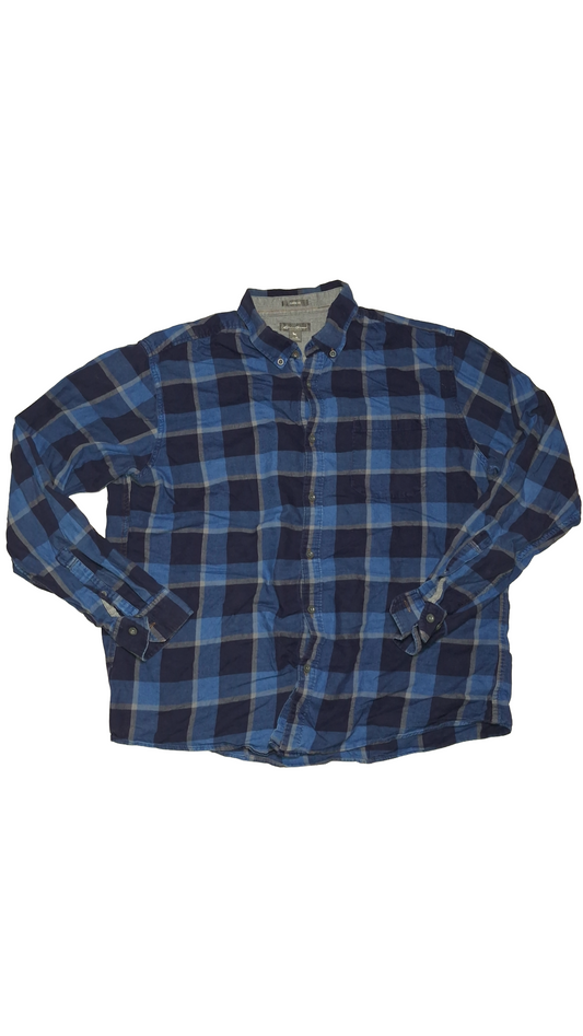 Button Up Blue And Black Flannel Shirt