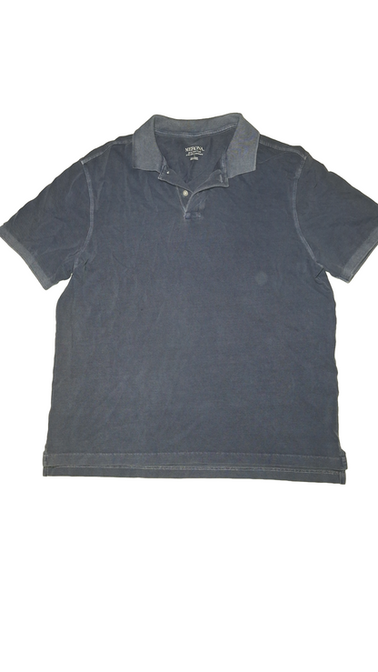 Distressed Navy Blue Knit Polo