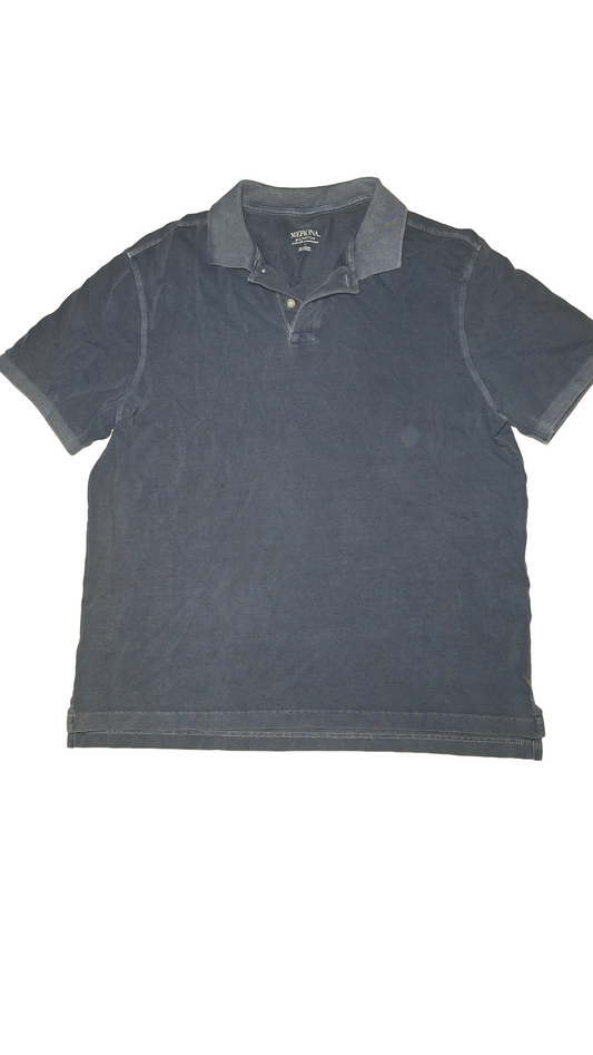 Distressed Navy Blue Knit Polo