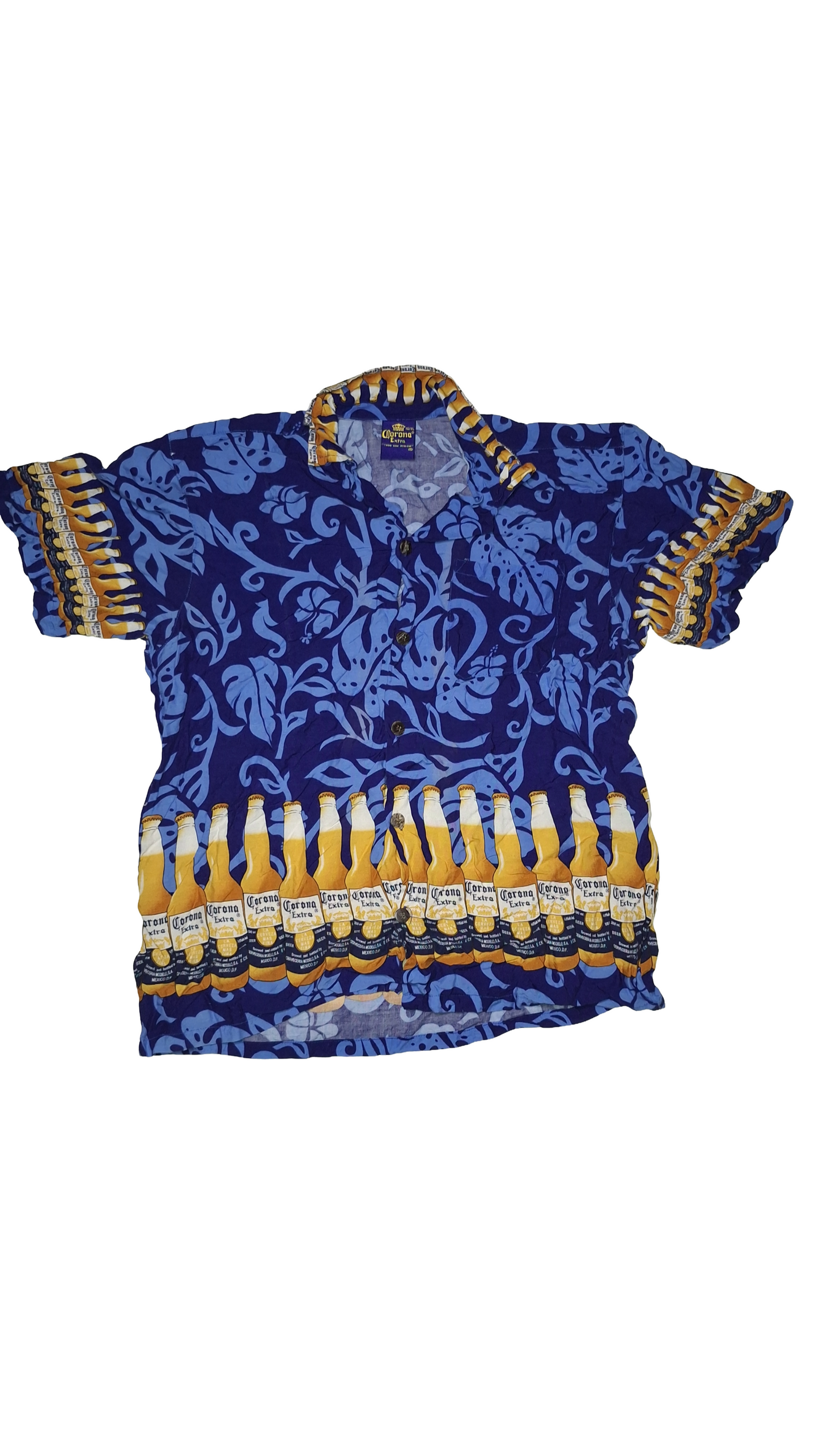 Corona Extra Beer Logo Blue Yellow Shirt