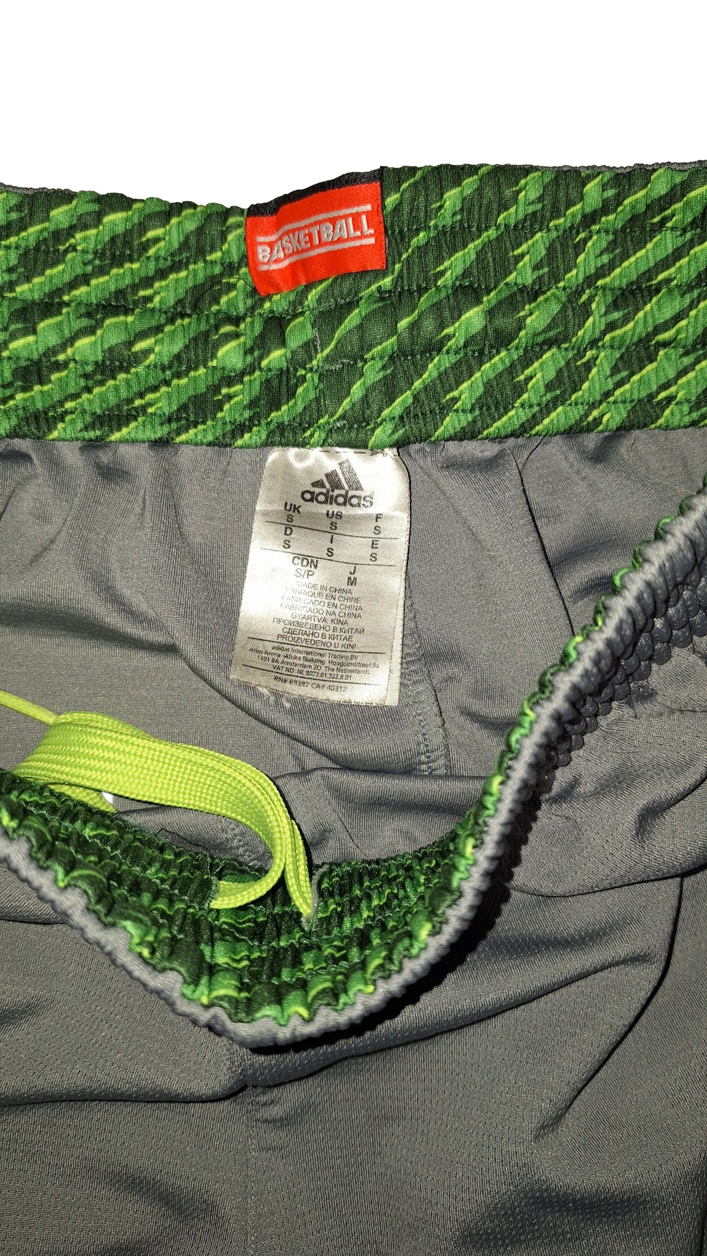 Adidas Athletic Grey And Green Basketball Shorts